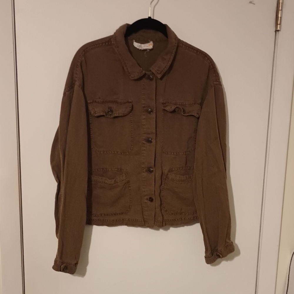 C&C California Medium Linen And Lyocel Button Front Jacket